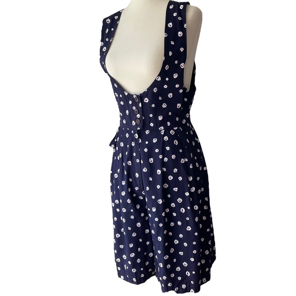 Vintage 80s Blue and White Polka Dot Jumpsuit
